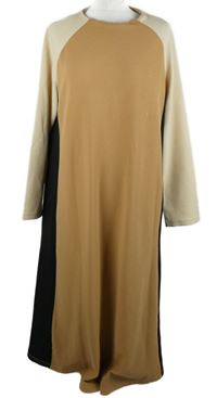 Dámské černo-béžovo-smetanové vzorované strukturované šaty Shein 