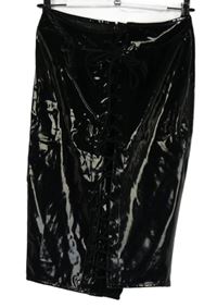 Dámská černá latexová midi sukně se šněrováním 