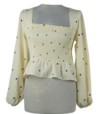 Dámska smotanová srdiečkovaná žabičková crop blúzka Shein