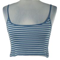 Dámsky modro-biely pruhovaný rebrovaný crop top Pacific Republic