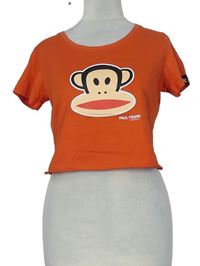 Dámské oranžové crop tričko s logem Paul Frank