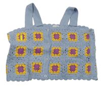 Modro-žlto-ružový pletený crop top Primark