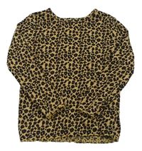 Béžové žebrované triko s leopardím vzorem Next