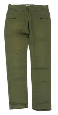 Khaki plátenné slim nohavice F&F
