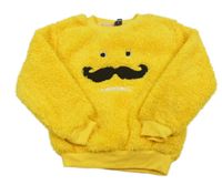 Žltá chlpatá mikina s knírem