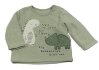 Khaki fleecová mikina s dinosaurami George