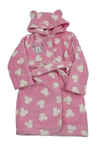 Ružový chlpatý župan s Mickey Mousem a kapucňou Disney