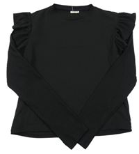 Černé žebrované triko s volánkem F&F