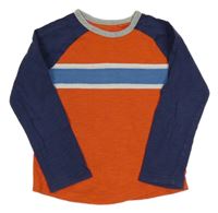 Oranžovo-trmavomodré tričko s proužkem boden