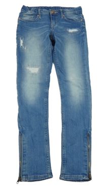 Modré skinny rifle s prošoupáním 