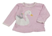 Světlerůžové triko s labutí 