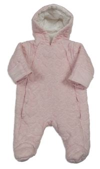 Světlerůžová bavlněná zateplená kobminéza s kapucí 