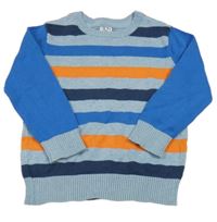 Modro-oranžový pruhovaný sveter C&A