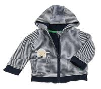 Tmavomodro-biela pruhovaná podšitá prepínaci mikina s ovečkou a kapucňou joules