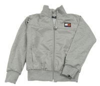 Světlešedá šusťákovo/tepláková propínací mikia s nášivkou Tommy Hilfiger