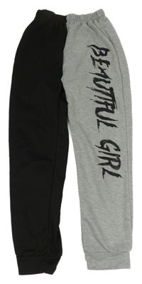 Čierno-sivé ľahké tepláky s nápisom Shein