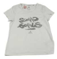 Bílé sportovní tričko s nápisem Adidas