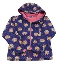 Tmavomodrá softshellová bunda se srdíčky, Elsou a kapucí Disney