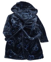 Tmavomodrý chlupatý župan s Mickey Mousem s kapucí George