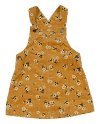 Okrové žebrované laclové šaty s květinami Tahari