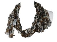 Dámska bielo-hnedá kvetovaná šifónová šál Bosch