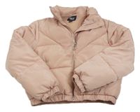 Světlerůžová šusťáková zimní crop bunda New Look