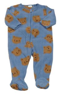 Modrý fleecový overal s medvedíkmi Next