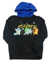 Černá mikina s Pokémony a modrou kapucí George