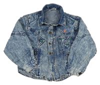 Modrá rifľová bunda s nášivkou