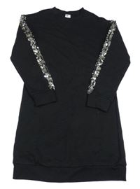 Čierne teplákové šaty s flitry na rukávech C&A