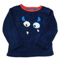 Tmavomodrá chlupatá mikina s příšerkou Rebel