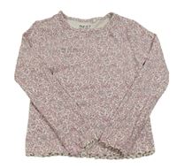 Bílé žebrované triko s kytičkami a zvířátky Next