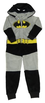 Sivo-čierna chlpatá kombinéza s kapucí - Batman