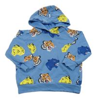 Modrá mikina s tigrami a kapucňou H&M