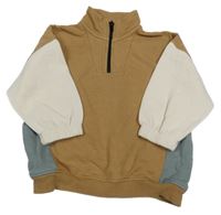 Béžovo-smetanovo-sivá mikina so stojačikom Next