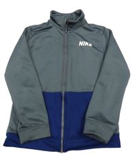 Tmavošedo-safírová sportovní funkční propínací mikina s logem Nike