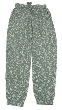 Khaki turecké kvetované nohavice H&M