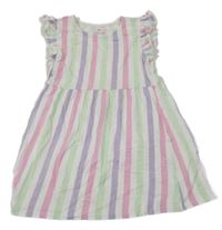 Bielo-mintovo-ružové pruhované šaty H&M