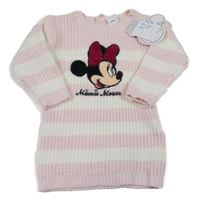Nové - Světlerůžovo-bílé pruhované šaty s Minnie Disney