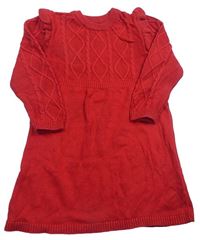 Červené pletené šaty s volánikmi Primark