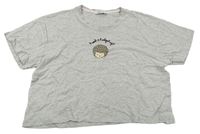 Sivé melírované crop tričko s ježkom New Look