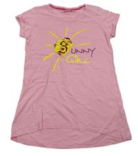 Svetloružové tričko so sluníčkem z flitrů Alive
