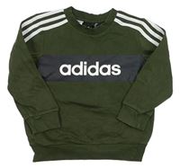 Khaki mikina s logem a pruhy Adidas 