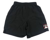 Čierne šušťákové športové kraťasy s logom