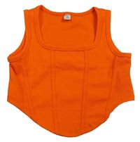 Oranžový vzorovaný crop top Shein