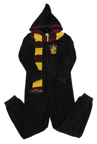 Čierno-vínovo-žltá chlpatá kombinéza s kapucí - Harry Potter