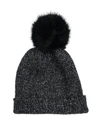 Nové - Čierno-strieborná pletená čapica s brmbolcom