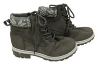 Nové - Tmavošedé semišové kotníkové šněrovací boty vel. 37