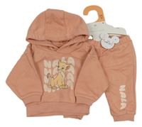 Nové - 2set - Broskvová mikina se Simbou a kapucí + tepláky Primark