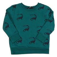 Zelenomodrá mikina s dinosaury George 